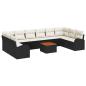 Preview: Gartensofa-set mit Kissen 11 pcs Schwarz Poly-Rattan