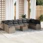 Preview: ARDEBO.de - 11-teiliges Garten Sofa Set mit Kissen Grau Poly Rattan Akazie