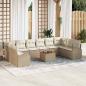 Preview: ARDEBO.de - 11-teiliges Garten Sofa Set mit Kissen Beige Poly Rattan Akazie