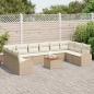 Preview: 11-teiliges Garten Sofa Set mit Kissen Beige Poly Rattan Akazie