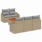 Preview: 6-teiliges Garten Sofa Set mit Kissen Beige Poly Rattan Akazie