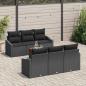Preview: ARDEBO.de - 7-teiliges Garten Sofa Set mit Kissen Schwarz Poly-Rattan Akazie