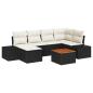 Preview: 7-teiliges Garten Sofa Set mit Kissen Schwarz Poly Rattan Akazie