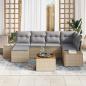 Preview: 7-teiliges Garten Sofa Set mit Kissen Beige Poly Rattan Akazie