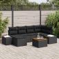 Preview: ARDEBO.de - 7-teiliges Garten-Sofa-Set mit Kissen Schwarz Poly Rattan Akazie