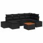 Preview: 7-teiliges Garten-Sofa-Set mit Kissen Schwarz Poly Rattan Akazie