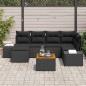 Preview: 7-teiliges Garten-Sofa-Set mit Kissen Schwarz Poly Rattan Akazie