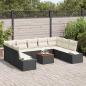 Preview: Garten Sofa Set 10-teilig Schwarz und Creme Rattan, Polyesterstoff