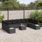 Preview: 11-teiliges Garten Sofa Set mit Kissen Schwarz Poly Rattan Akazie