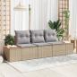 Preview: ARDEBO.de - 3-teiliges Garten-Sofa-Set mit Kissen Beige Poly Rattan Akazie