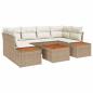 Preview: ARDEBO.de - 7-teiliges Garten-Sofa-Set mit Kissen Beige Poly Rattan Akazie