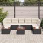 Preview: 8-teiliges Garten-Sofa-Set mit Kissen Schwarz Poly Rattan Akazie