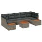 Preview: 8-teiliges Garten-Sofa-Set mit Kissen Grau Poly-Rattan Akazie