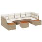 Preview: 8-teiliges Garten Sofa Set mit Kissen Beige Poly Rattan Akazie