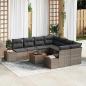 Preview: ARDEBO.de - 9-teiliges Garten-Sofa-Set mit Kissen aus grauem Poly-Rattan und Akazie