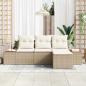 Preview: 4-teiliges Garten Sofa Set mit Kissen Beiger Poly Rattan Akazie