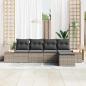 Preview: 5-teiliges Garten Sofa Set mit Kissen Grau Poly Rattan Akazie