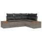 Preview: 4-teiliges Garten-Sofa-Set mit Kissen in Grau aus Poly-Rattan und Akazie