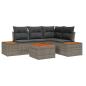 Preview: 5-teiliges Garten-Sofa-Set mit Kissen Grau Poly-Rattan Akazie