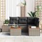 Preview: 5-teiliges Garten-Sofa-Set mit Kissen Grau Poly-Rattan Akazie