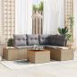 Preview: ARDEBO.de - 5-teiliges Garten-Sofa-Set mit Kissen Beige Poly Rattan Akazie