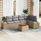 Preview: ARDEBO.de - 6-teiliges Garten Sofa Set mit Kissen Beige Poly Rattan Akazie