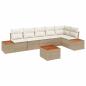 Preview: 7-teiliges Garten Sofa Set mit Kissen Beige Poly Rattan Akazie