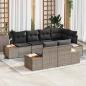 Preview: ARDEBO.de - 7-teiliges Garten-Sofa-Set mit Kissen Grau Poly Rattan Akazie