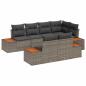 Preview: 7-teiliges Garten-Sofa-Set mit Kissen Grau Poly Rattan Akazie