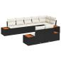 Preview: 8-teiliges Garten Sofa Set mit Kissen Schwarz Poly Rattan Akazie