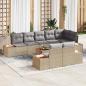 Preview: ARDEBO.de - 9-teiliges Garten Sofa Set mit Kissen Beige Poly Rattan Akazie