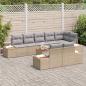 Preview: 9-teiliges Garten Sofa Set mit Kissen Beige Poly Rattan Akazie