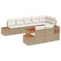 Preview: 9-teiliges Garten-Sofa-Set mit Kissen Beige Poly-Rattan Akazie