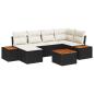 Preview: 7-teiliges Garten Sofa Set mit Kissen Schwarz Poly Rattan Akazie