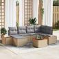 Preview: ARDEBO.de - 7-teiliges Garten Sofa Set mit Kissen Beige Poly Rattan Akazie