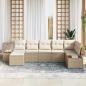 Preview: 7-teiliges Garten Sofa Set mit Kissen Beige Poly Rattan Akazie