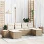 Preview: ARDEBO.de - 6-teiliges Garten Sofa Set mit Kissen Beige Poly Rattan Akazie
