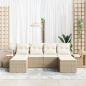 Preview: 6-teiliges Garten Sofa Set mit Kissen Beige Poly Rattan Akazie