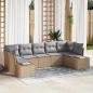 Preview: ARDEBO.de - 7-teiliges Garten-Sofaset mit Kissen Beige Poly-Rattan Akazie