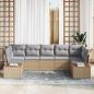 Preview: 7-teiliges Garten-Sofaset mit Kissen Beige Poly-Rattan Akazie