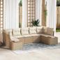 Preview: ARDEBO.de - 7-teiliges Gartensofa Set mit Kissen Beige Poly Rattan Akazie