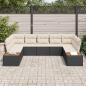 Preview: ARDEBO.de - 9-teiliges Garten Sofa Set mit Kissen Schwarz Poly Rattan Akazie