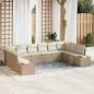 Preview: ARDEBO.de - 10-teiliges Garten Sofa Set mit Kissen Beige Poly Rattan Akazie