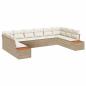 Preview: 10-teiliges Garten Sofa Set mit Kissen Beige Poly Rattan Akazie