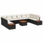Preview: 11-teiliges Gartensofa Set mit Kissen Schwarz Poly-Rattan Akazie