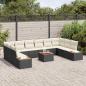 Preview: 11-teiliges Gartensofa Set mit Kissen Schwarz Poly-Rattan Akazie