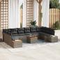 Preview: ARDEBO.de - 11-teiliges Garten Sofa Set mit Kissen Grau Poly Rattan Akazie
