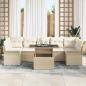 Preview: 8-teiliges Garten Sofa Set mit Kissen Beige Poly Rattan