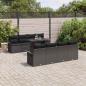 Preview: ARDEBO.de - 9-teiliges Garten Sofa Set mit Kissen Schwarz Poly Rattan