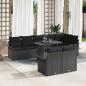Preview: ARDEBO.de - 9-teiliges Garten Sofa Set mit Kissen Schwarz Poly Rattan